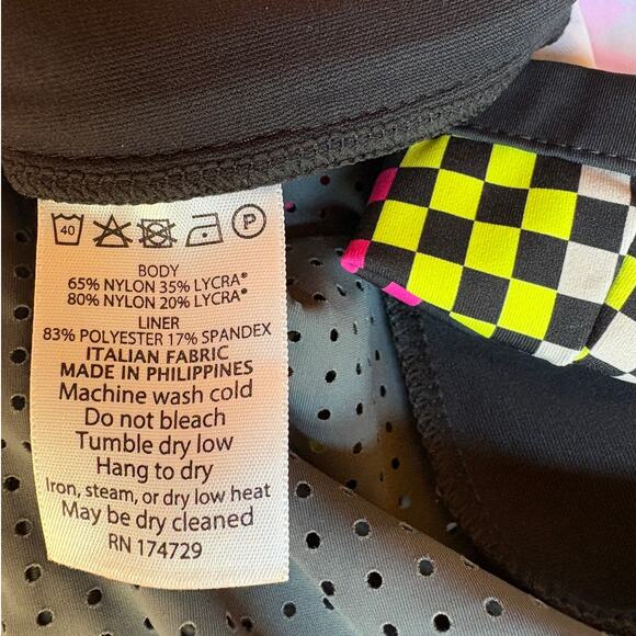 Kinona Sporty Neon Yellow and Pink Checkered Golf Skort with Deep Pockets size L - Picture 7 of 11